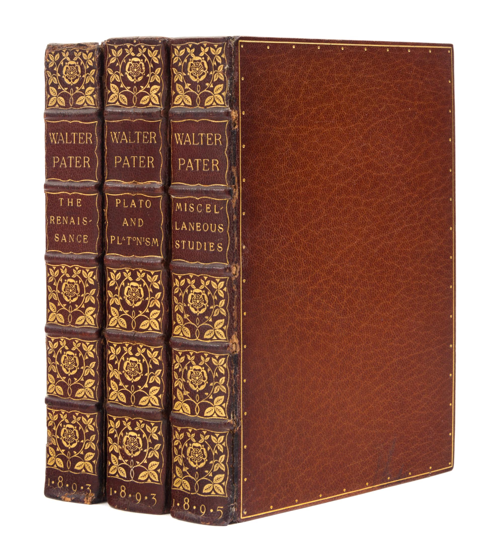 [DOVES BINDERY - COBDEN-SANDERSON]. PATER, Walter (1839-1894). The Renaissance. -Plato and Platonism. -Miscellaneous Studies. 1893-5.