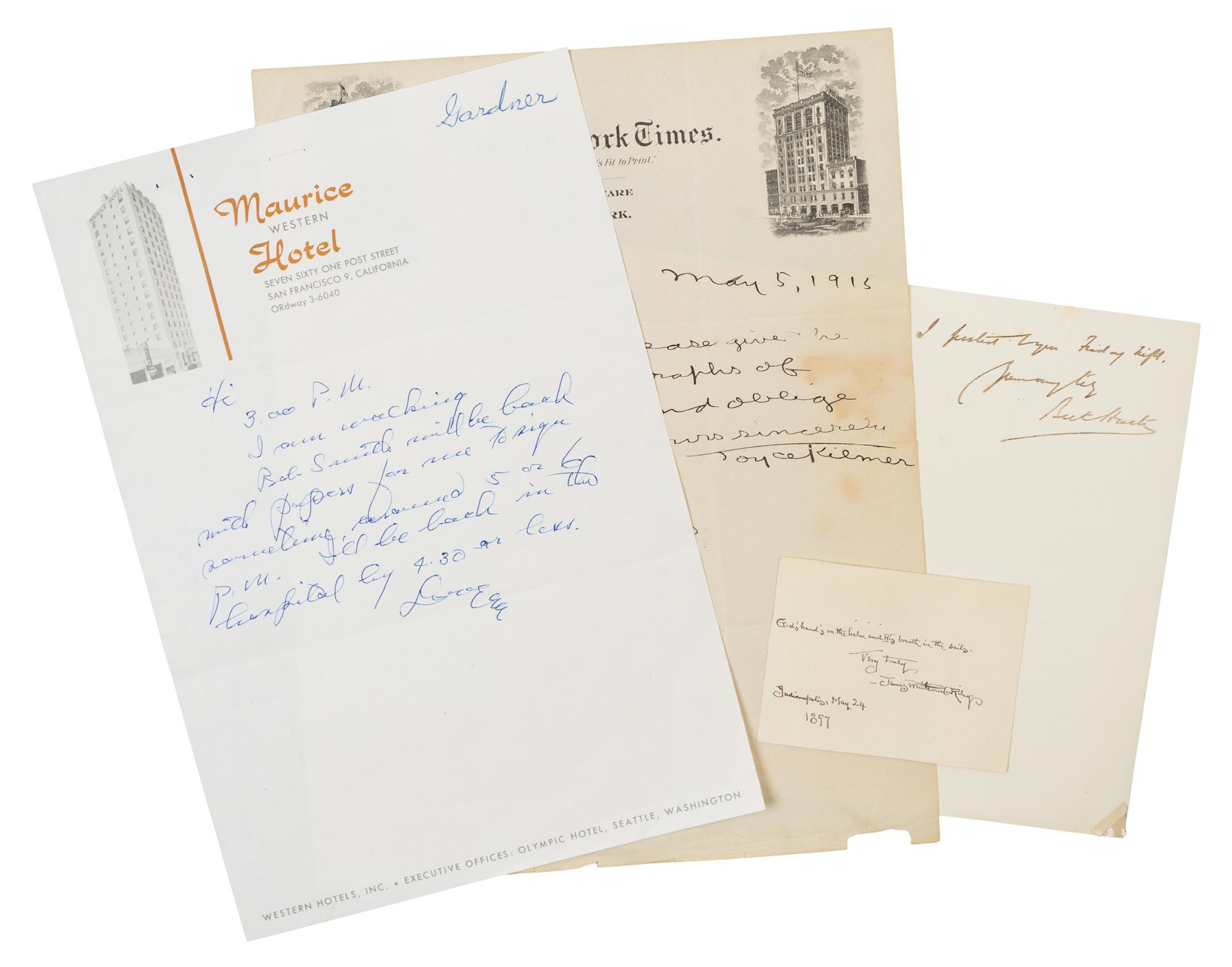 [AMERICAN AUTHORS]. A groups of 4 manuscripts by American authors.