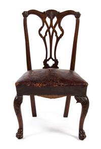A Set of Six Irish Chippendale Style Dining Chairs, Height 38 1/2 inches.