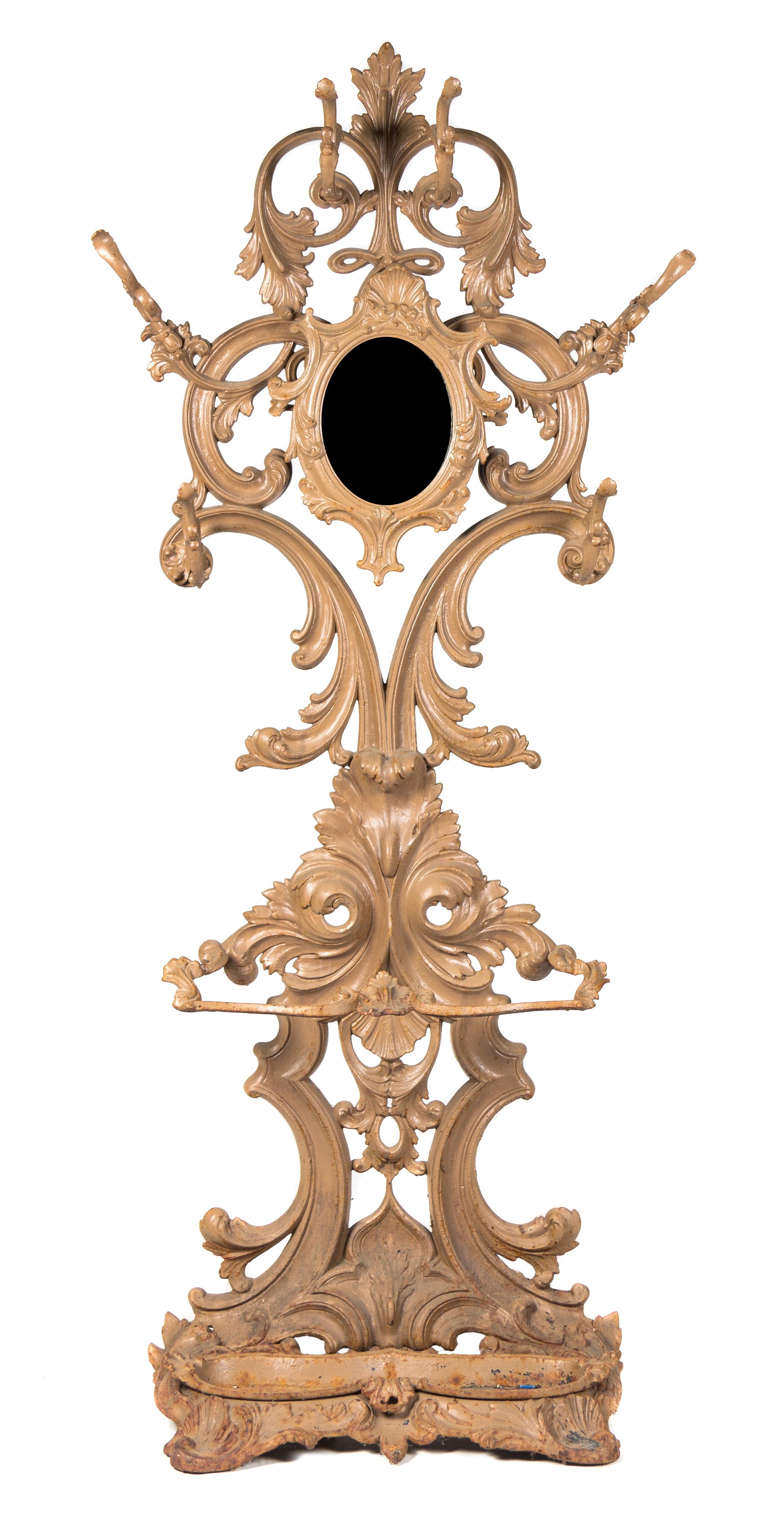 A Victorian Cast Iron Hall Tree Height 78 inches.