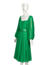 Galanos, Green Chiffon Cocktail Dress