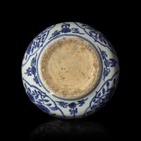 A Chinese Blue and White Jar, Probably Ming Dynasty, 16th/17th Century 或明 青花花卉紋罐