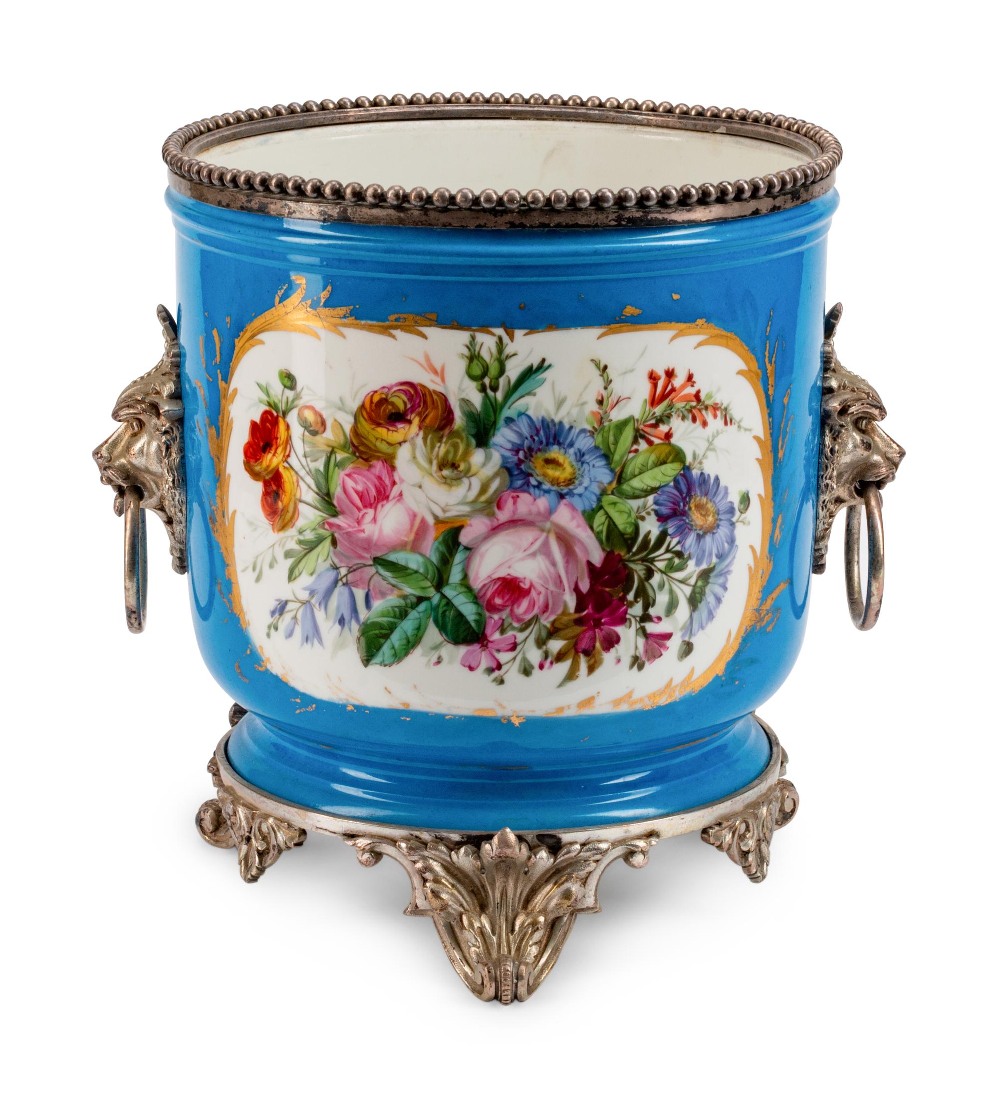 A Silvered Bronze-Mounted Sèvres Style Porcelain Jardinière — LATE 19TH CENTURY
