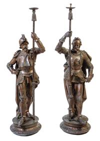 A Pair of Large Cast Metal Figural Torcheres Height 54 inches. — LATE 19TH CENTURY