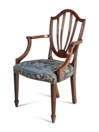 A Set of Four Baker 'Historic Charleston' Dining Chairs with Scalamandré Upholstery