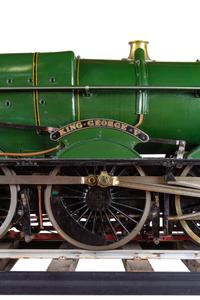 A Rare and Impressive Live Steam 7 1/4-Inch Gauge Painted Metal Great Western Railway-Class 6000: King George V Locomotive and Ride-On Tender