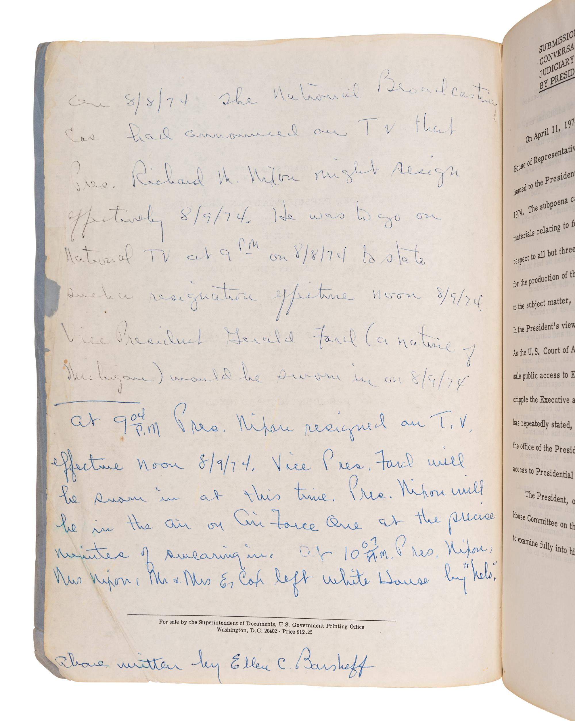 [WATERGATE]. Submission of Recorded Presidential Conversations To the Committee on the Judiciary of the House of Representatives by President Richard Nixon. [Washington: U.S. Government Printing Office, 1974].