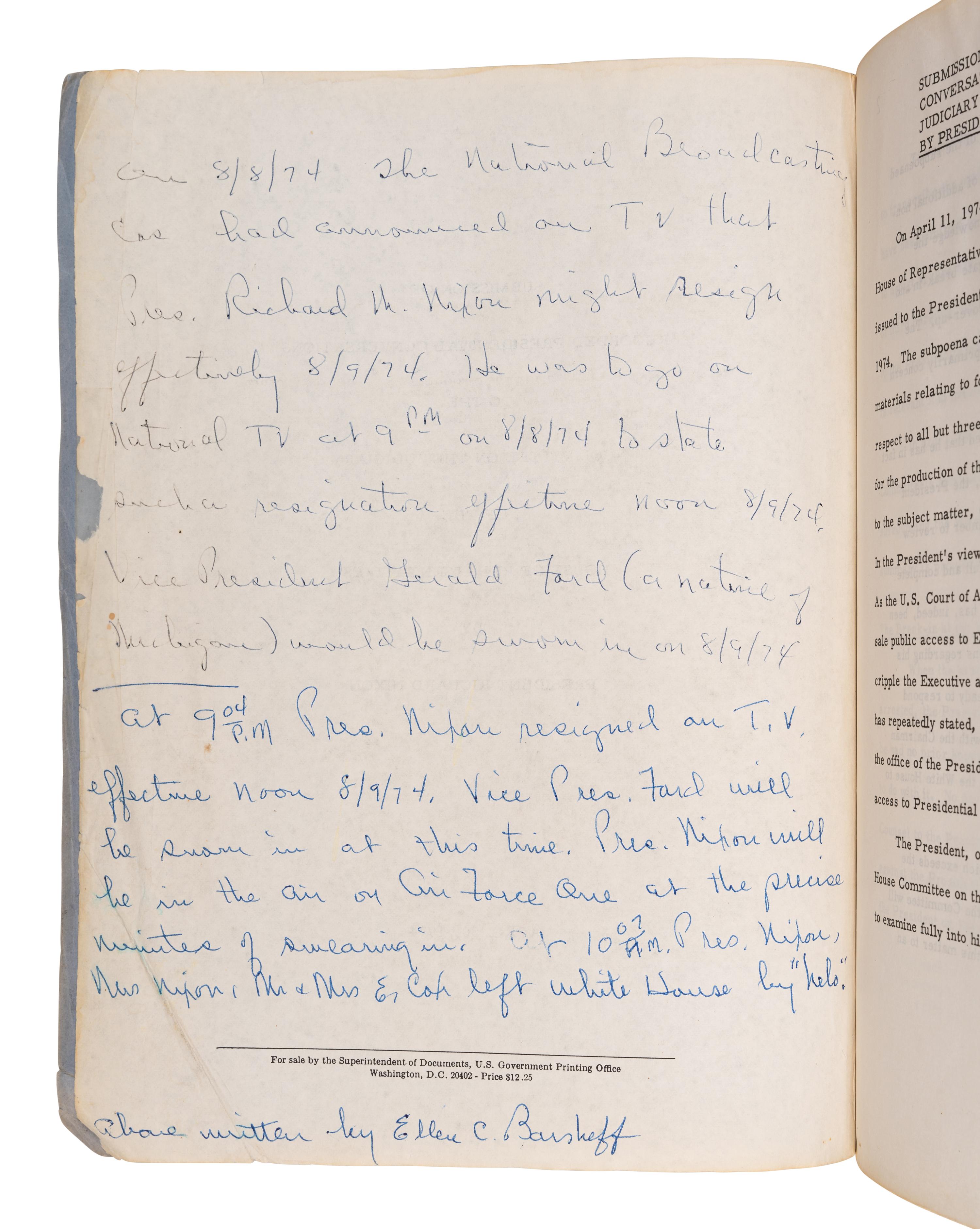 [WATERGATE]. Submission of Recorded Presidential Conversations To the Committee on the Judiciary of the House of Representatives by President Richard Nixon. [Washington: U.S. Government Printing Office, 1974].