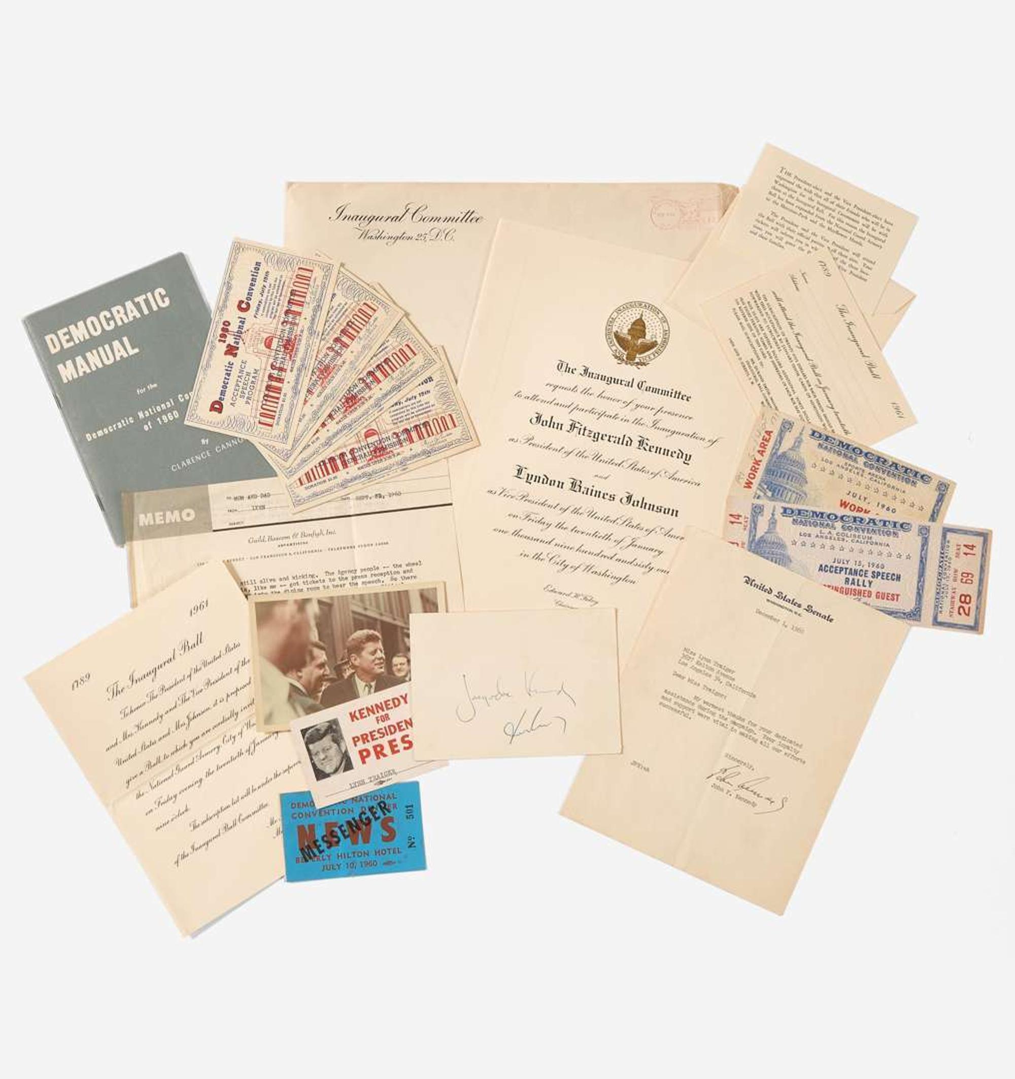 [Presidential] Kennedy, John F., and Jacqueline Kennedy Mini-Archive from the 1960 Presidential Campaign