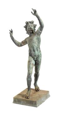 An Italian Cast Metal Figure of the Dancing Fawn of Pompeii