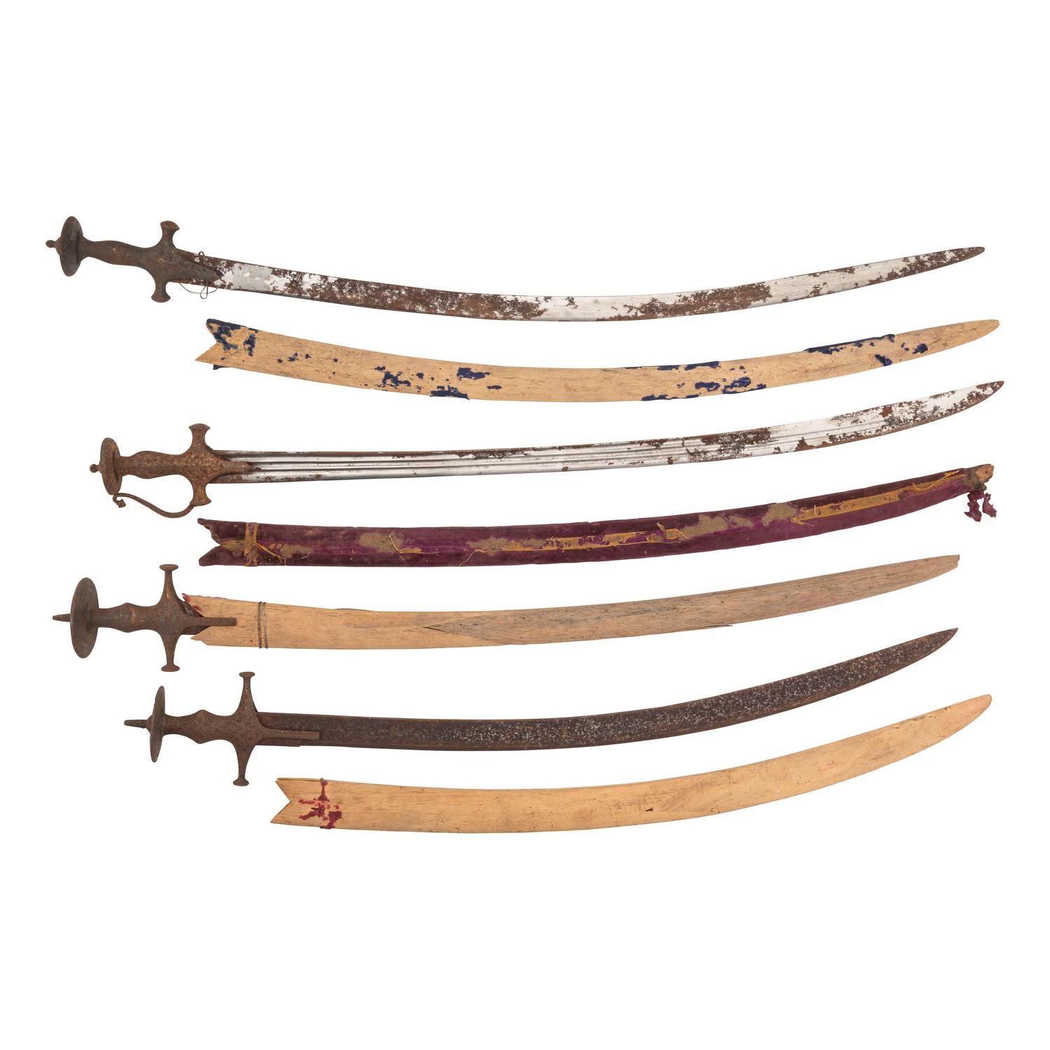 Lot of 4 Indo-Persian Talwars with Scabbards