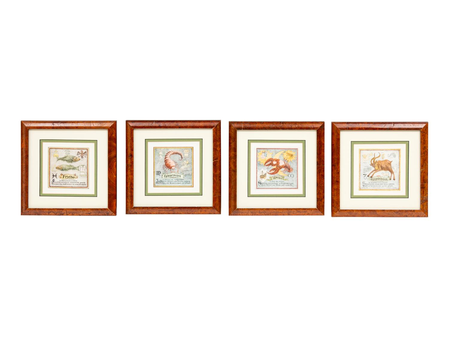 A Framed German Zodiac Grouping (das Tierkreiszeichen)