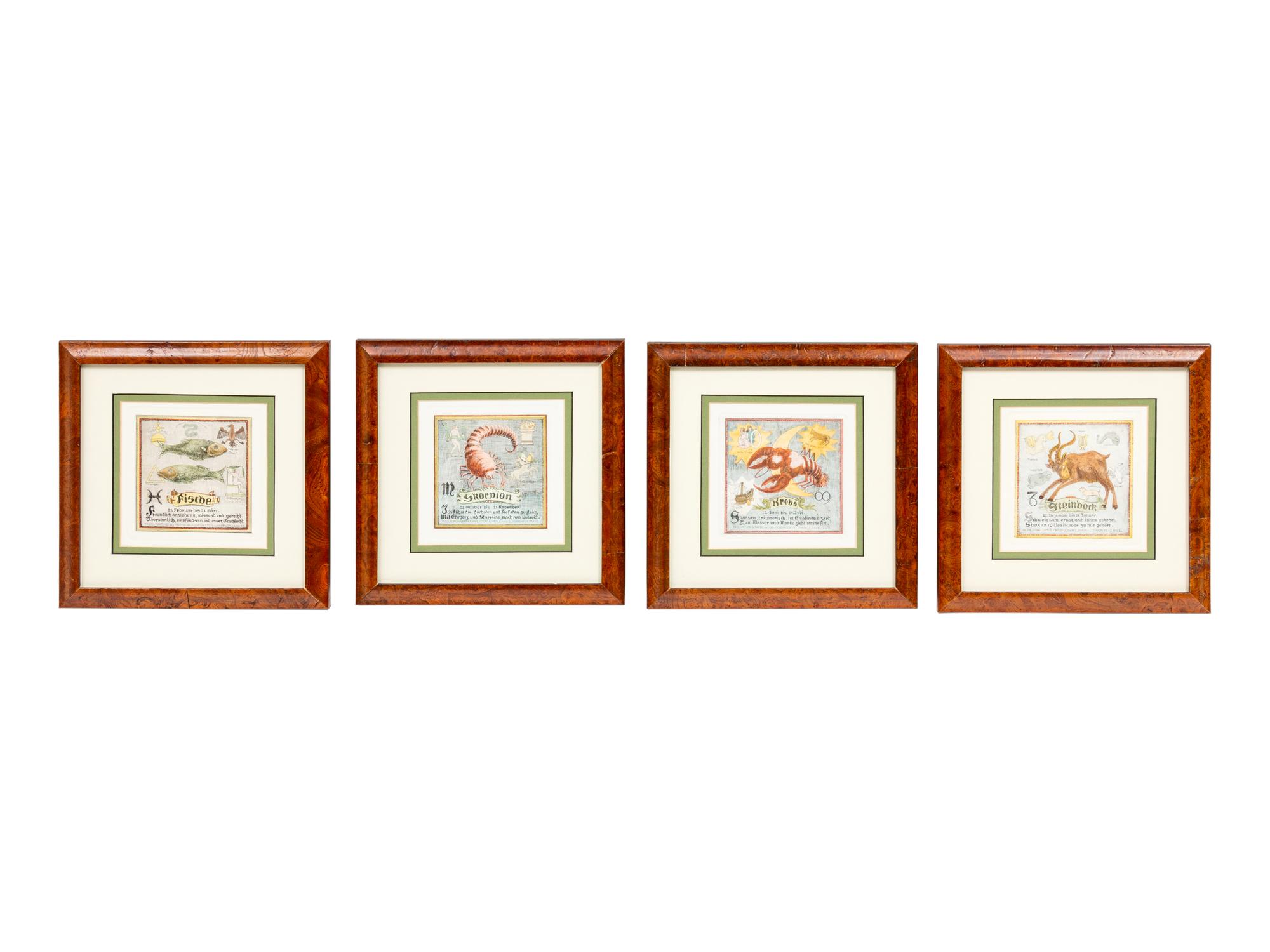 A Framed German Zodiac Grouping (das Tierkreiszeichen)