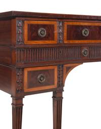 A Pair of George III Style Carved Mahogany and Satinwood Dressing Tables