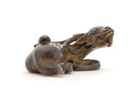 A Gilt Bronze Deer-Form Weight Length 1 3/4 inches. — MING DYNASTY, 16TH/17TH CENTURY