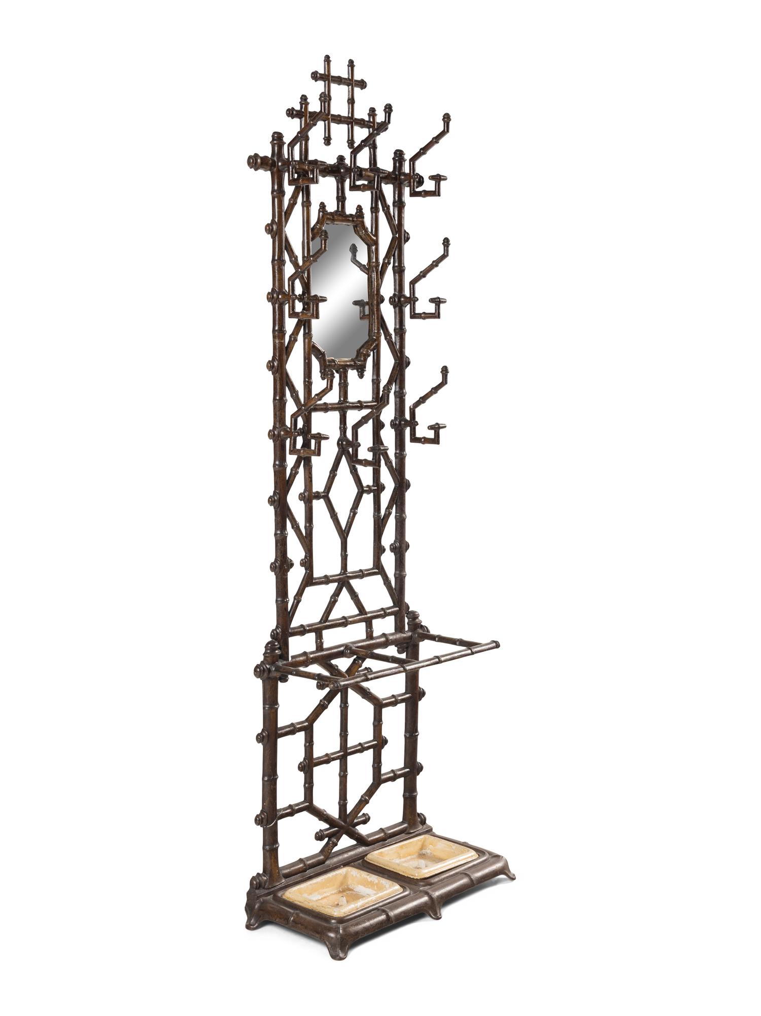 A Victorian Painted Cast Iron Bamboo-Form Hall Tree