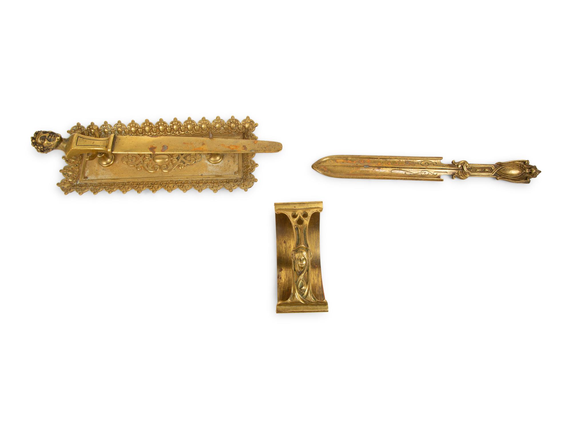 A Group of Continental Brass Desk Articles — LATE 19TH/20TH CENTURY