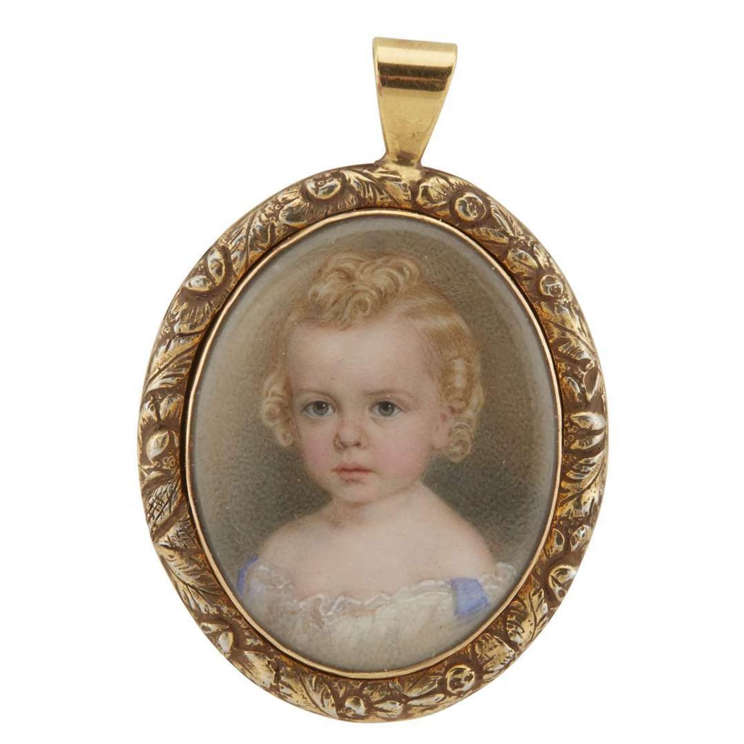 Attributed to John Carlin (1813-1891) Portrait miniature of a blond child, circa 1850