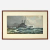 Montague Dawson (British, 1890–1973) U.S.S. New York in Mid-Atlantic