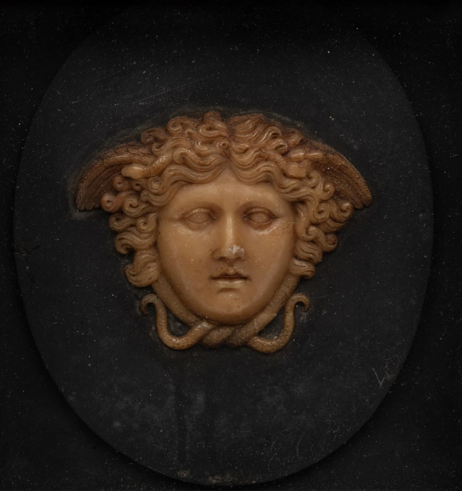 A Framed Wax Mask of Medusa