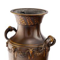 A Pair of Neoclassical Patinated and Parcel Gilt Bronze Vases