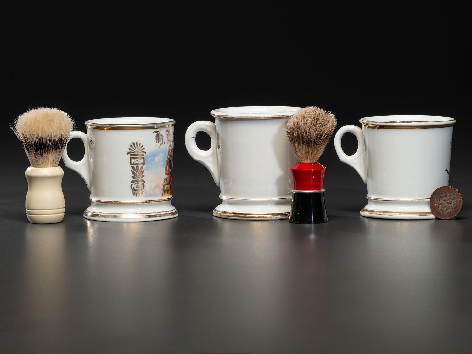 Three Fraternal Porcelain Shaving Mugs