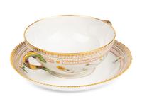 A Set of Twelve Royal Copenhagen Flora Danica Porcelain Bouillon Cups and Stands