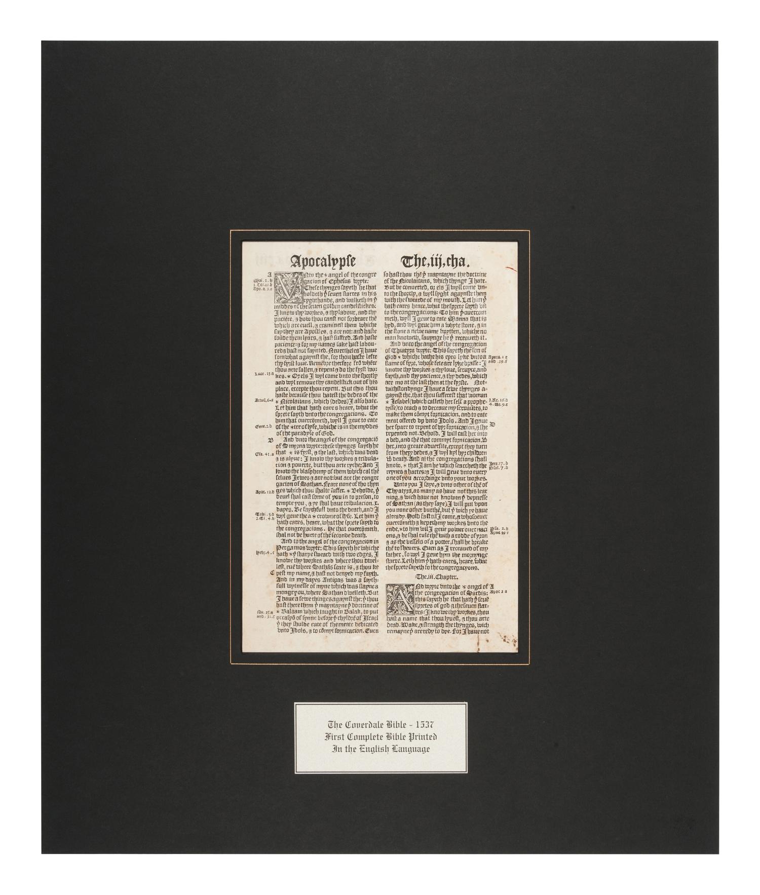 [BIBLE LEAVES - ENGLISH - 16TH CENTURY]. A group of 9 Bible leaves in English, comprising: