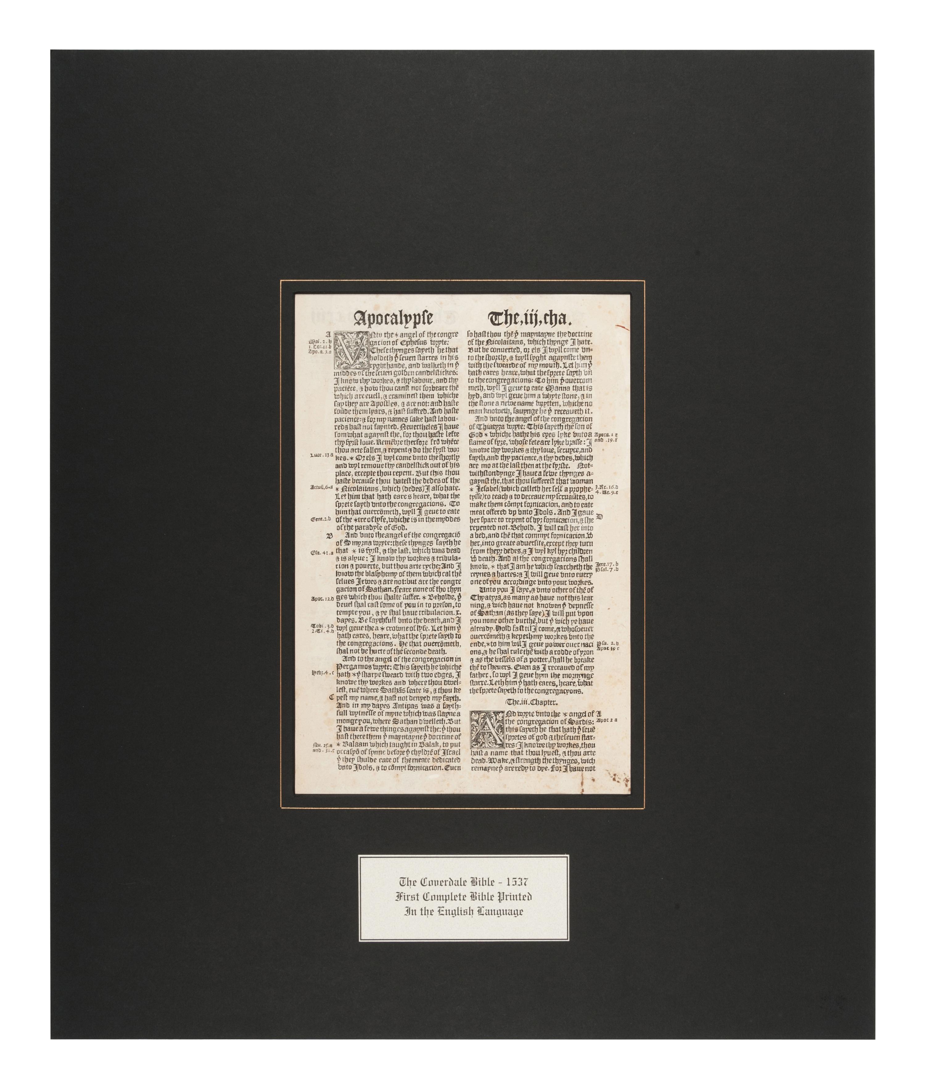 [BIBLE LEAVES - ENGLISH - 16TH CENTURY]. A group of 9 Bible leaves in English, comprising: