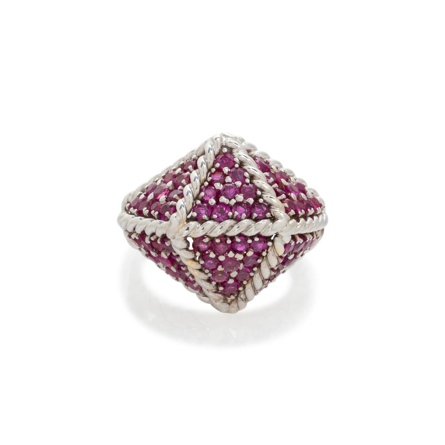 TIFFANY & CO., WHITE GOLD AND RUBY RING