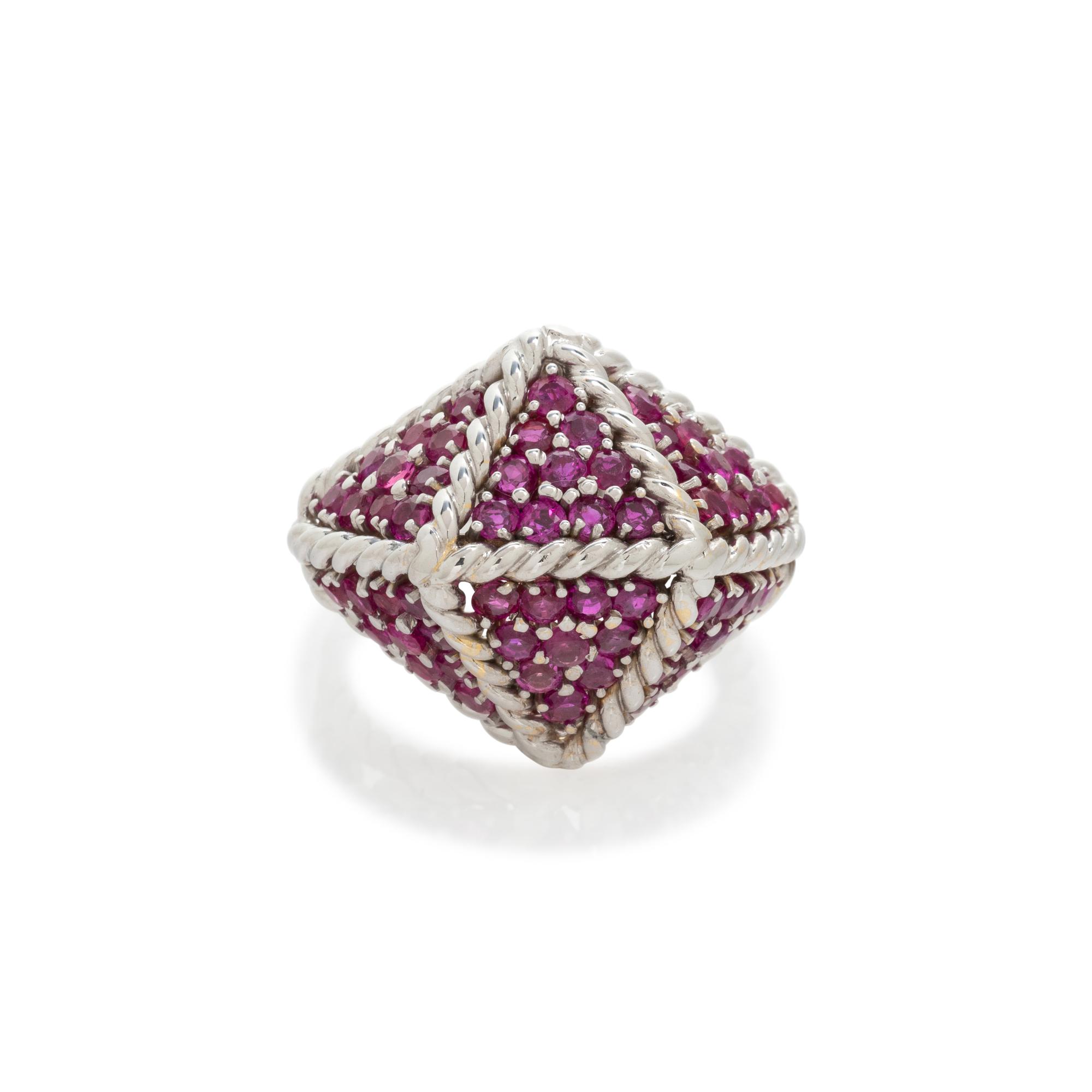 TIFFANY & CO., WHITE GOLD AND RUBY RING