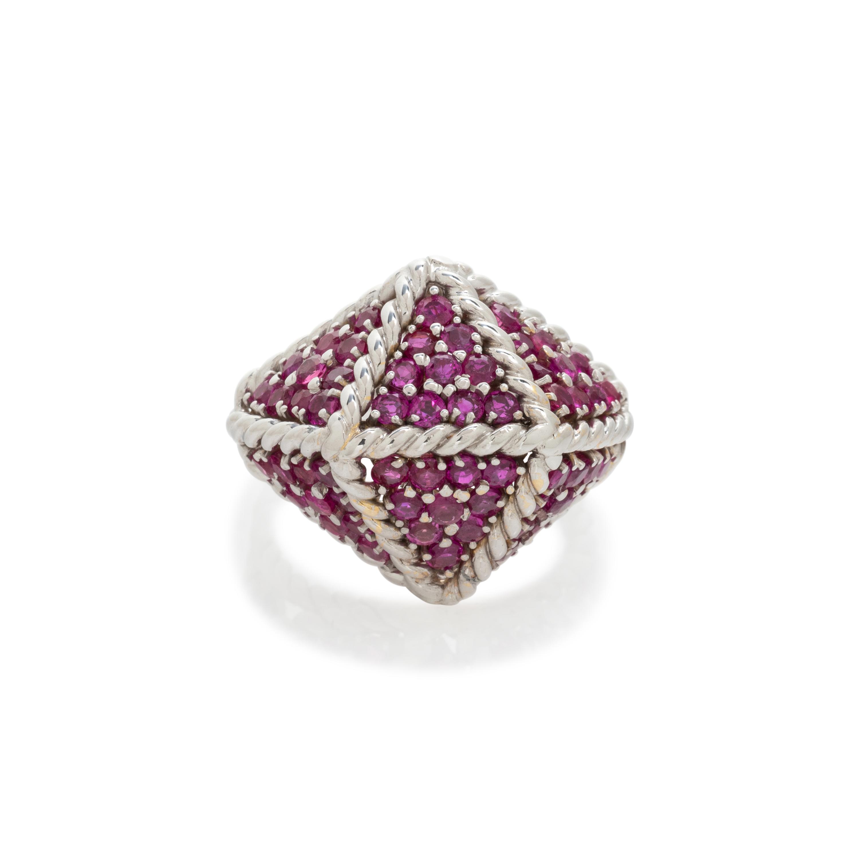 TIFFANY & CO., WHITE GOLD AND RUBY RING