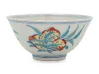 A Chinese Doucai Porcelain 'Sanduo' Cup