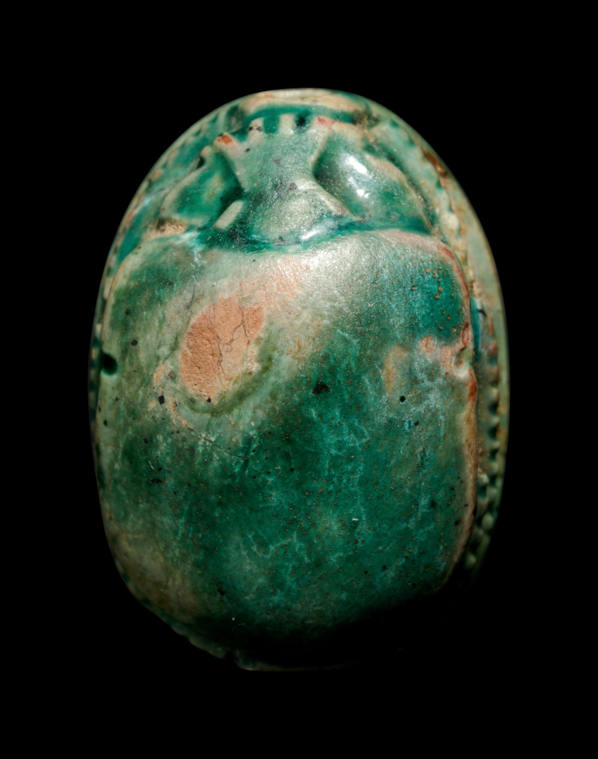 Three Egyptian Steatite and Faience Scarabs