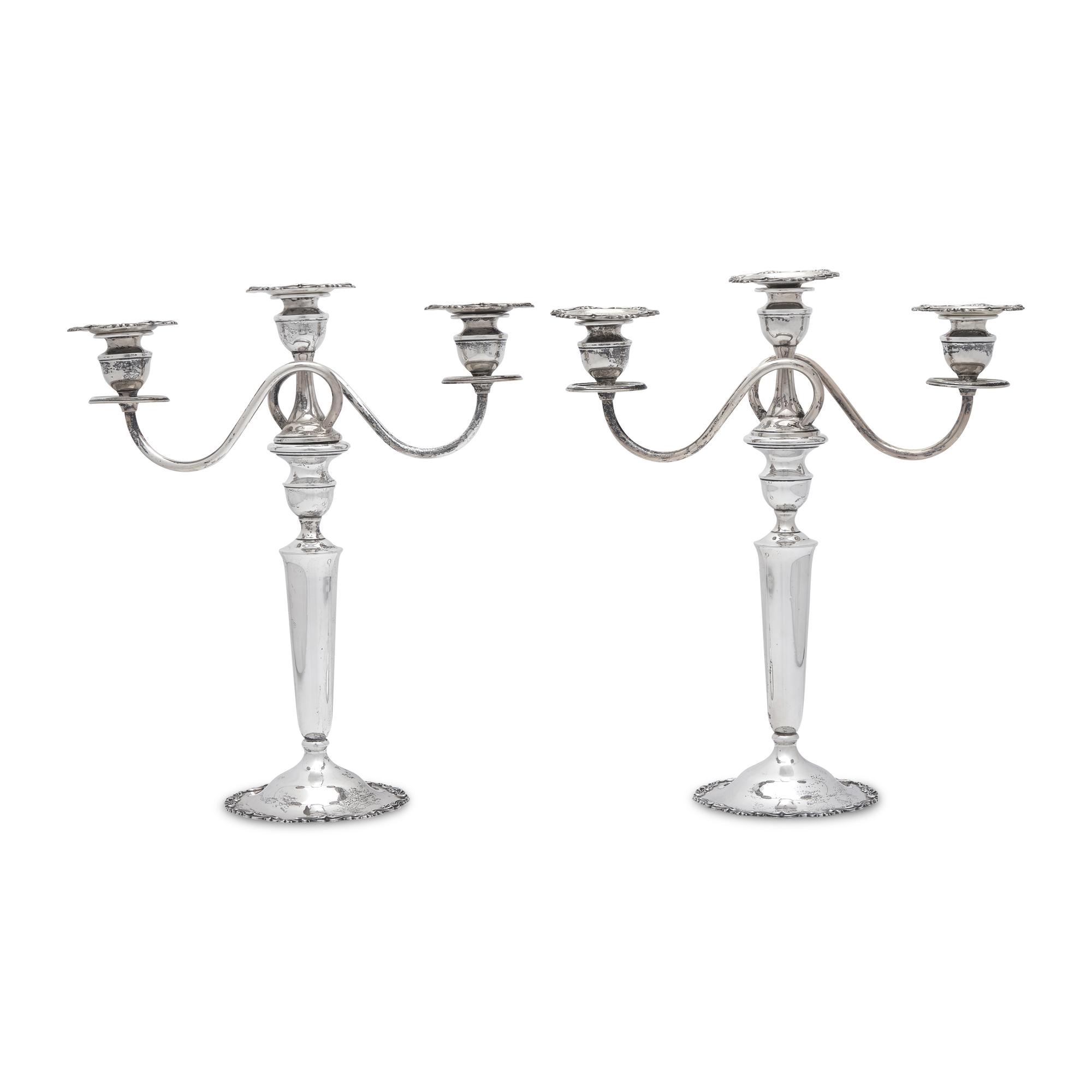 A Pair of American Silver Candelabra