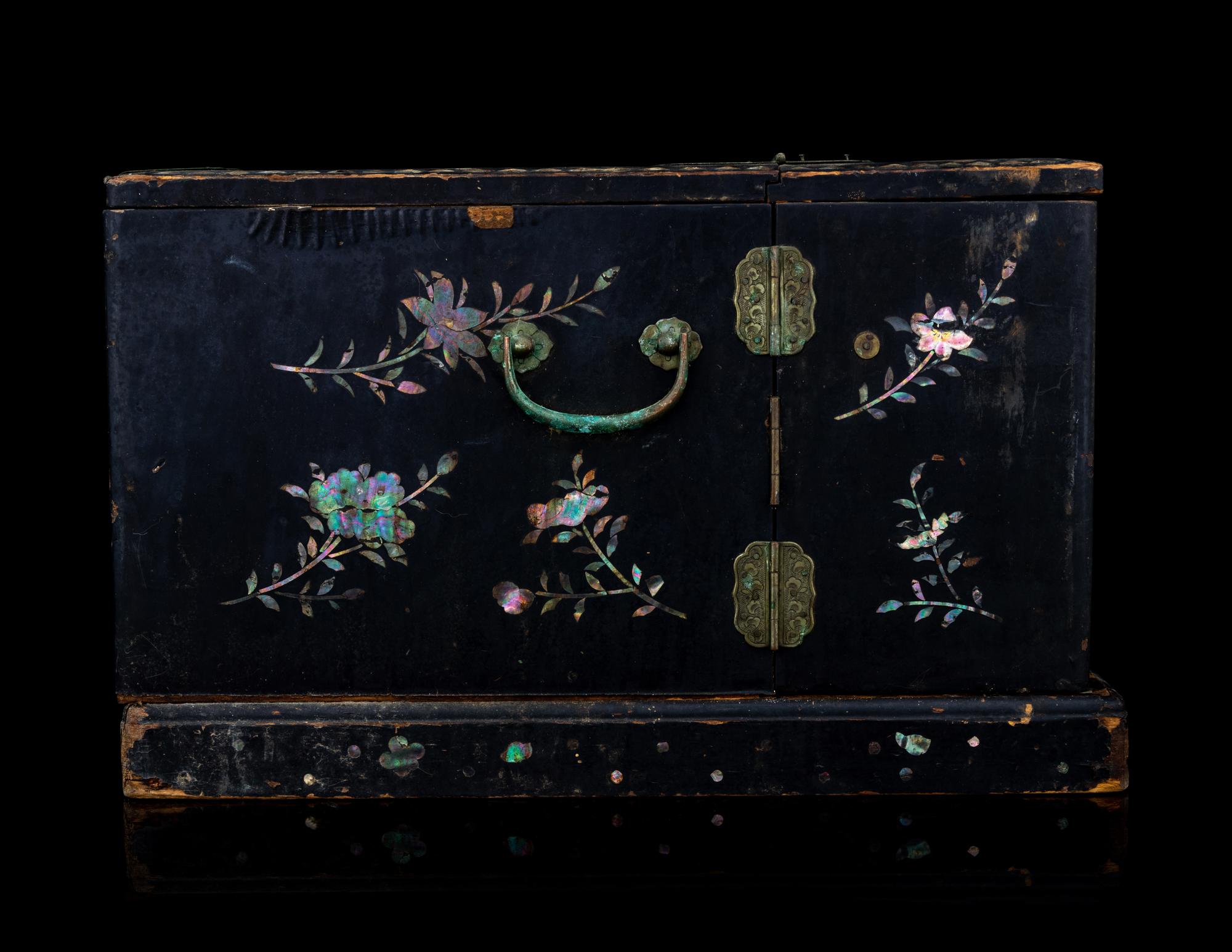 Two Small Chinese Mother-of-Pearl Inlaid Hardwood Chests
