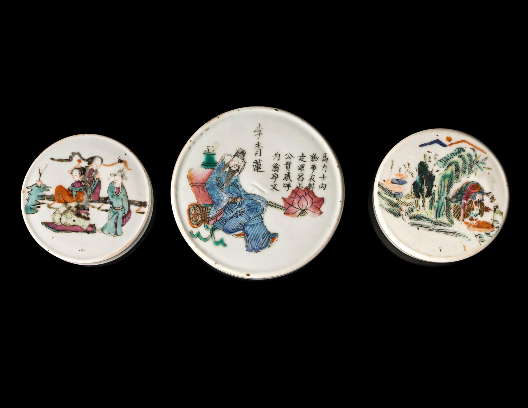 Three Chinese Famille Rose Porcelain Covered Jars