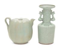 Two Celadon Glazed Porcelain Articles