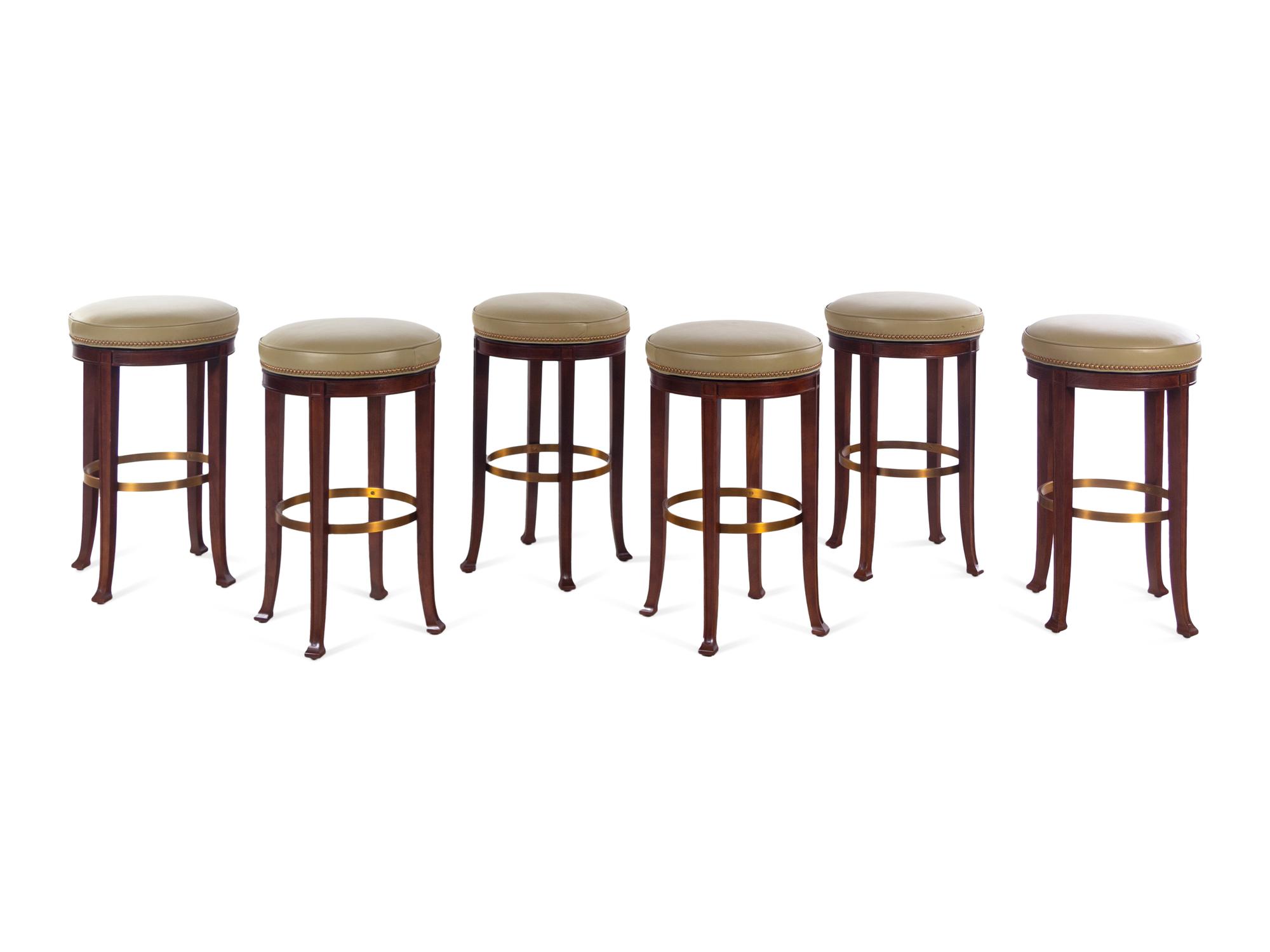 A Set of Six Hickory Chair Newbury Bar Seats