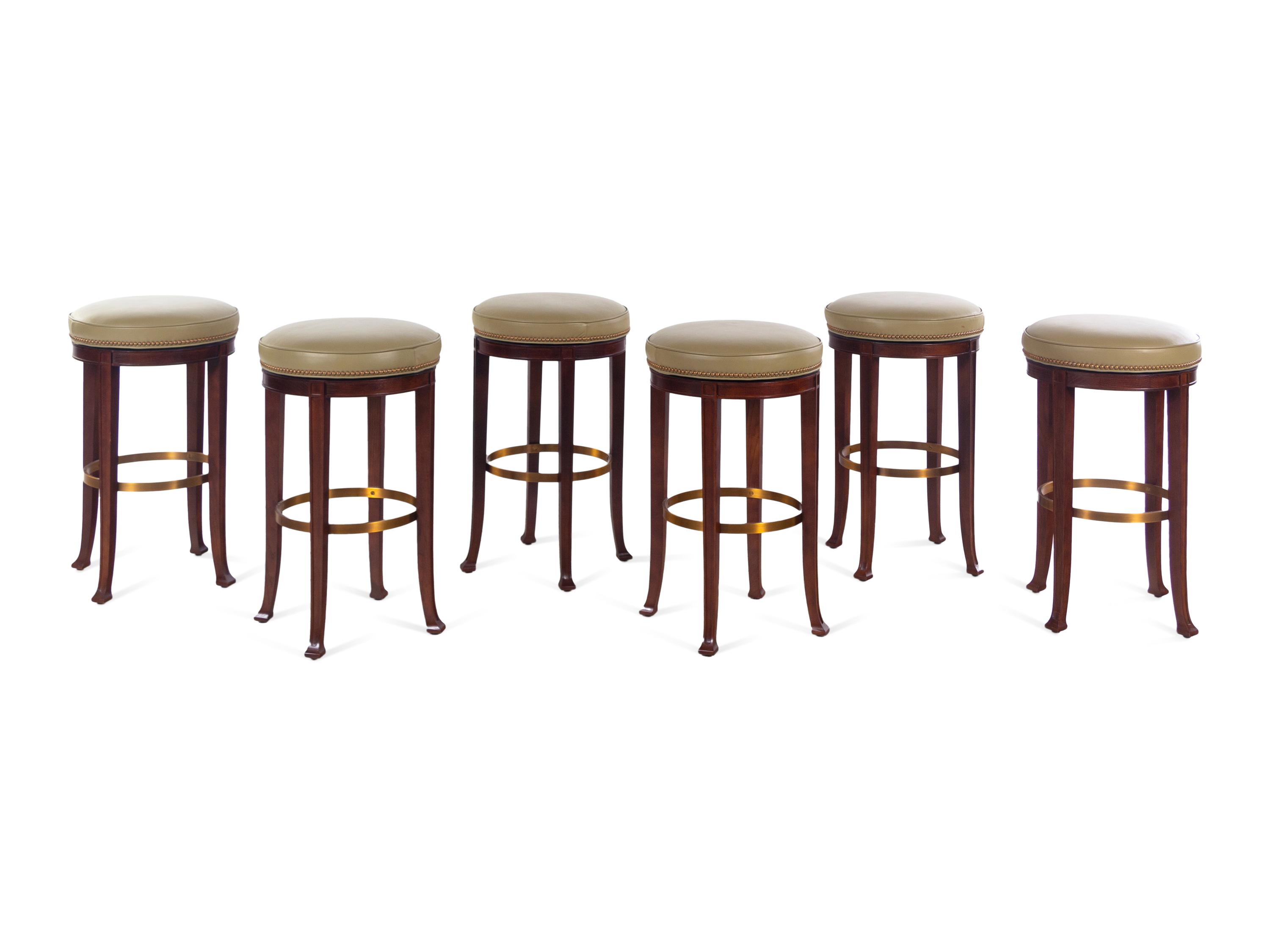 A Set of Six Hickory Chair Newbury Bar Seats