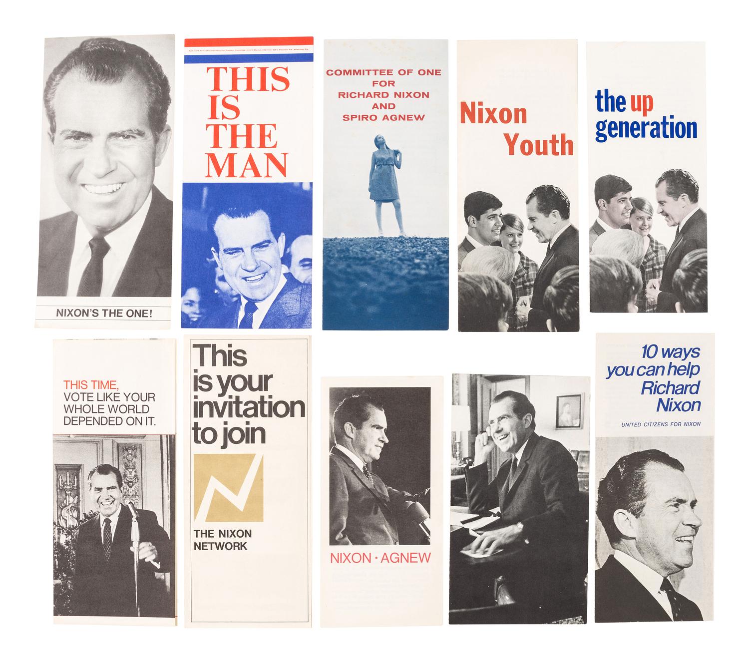 [NIXON, Richard M. (1913-1994)]. Posters, pamphlets, and ephemera from Nixon's political career.