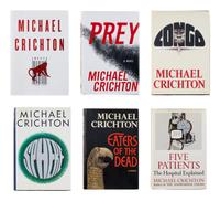 CRICHTON, Michael (1942-2008). A group of 6 FIRST EDITIONS of Crichton’s works, MANY SIGNED, comprising: