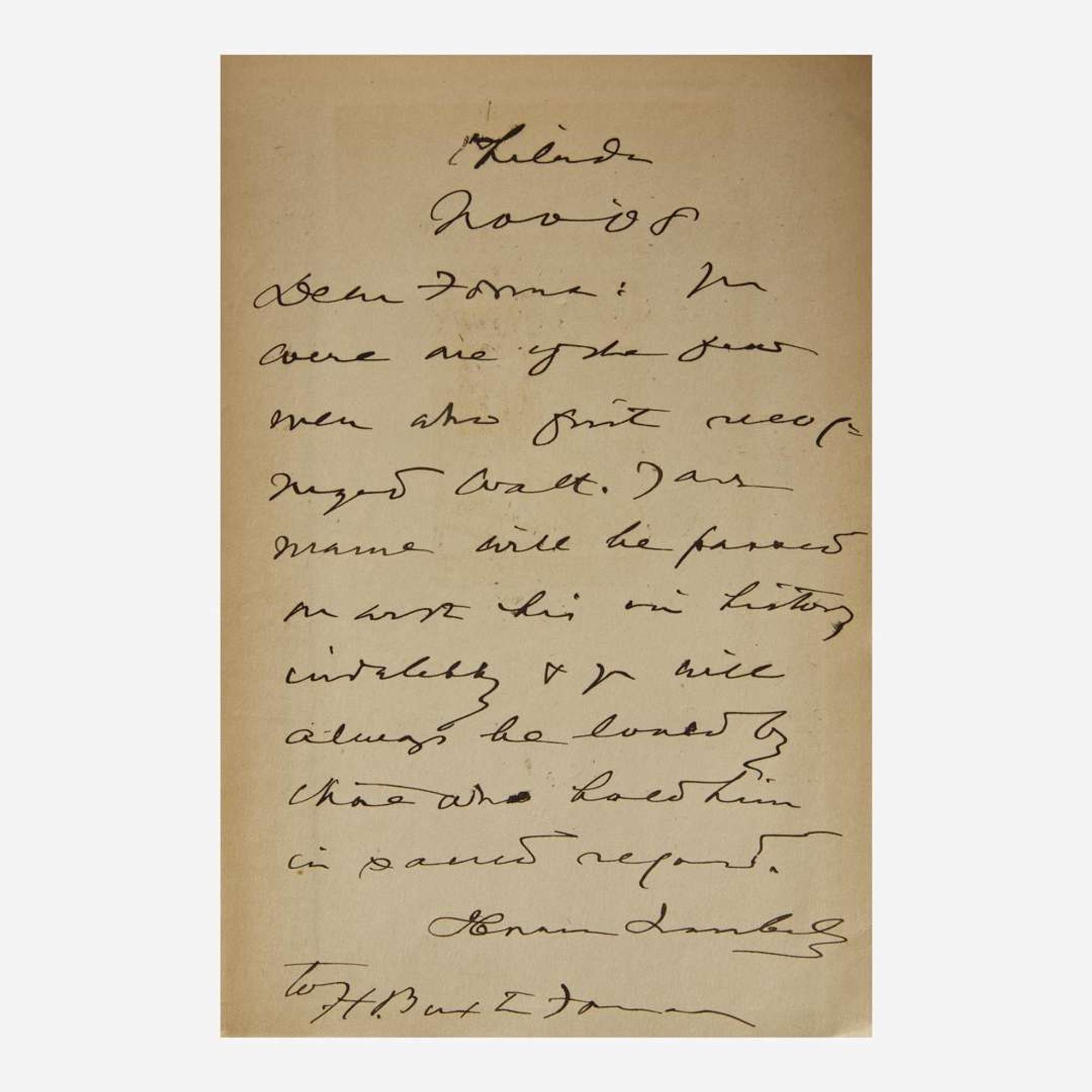 [Literature] (Whitman, Walt) Traubel, Horace With Walt Whitman In Camden…