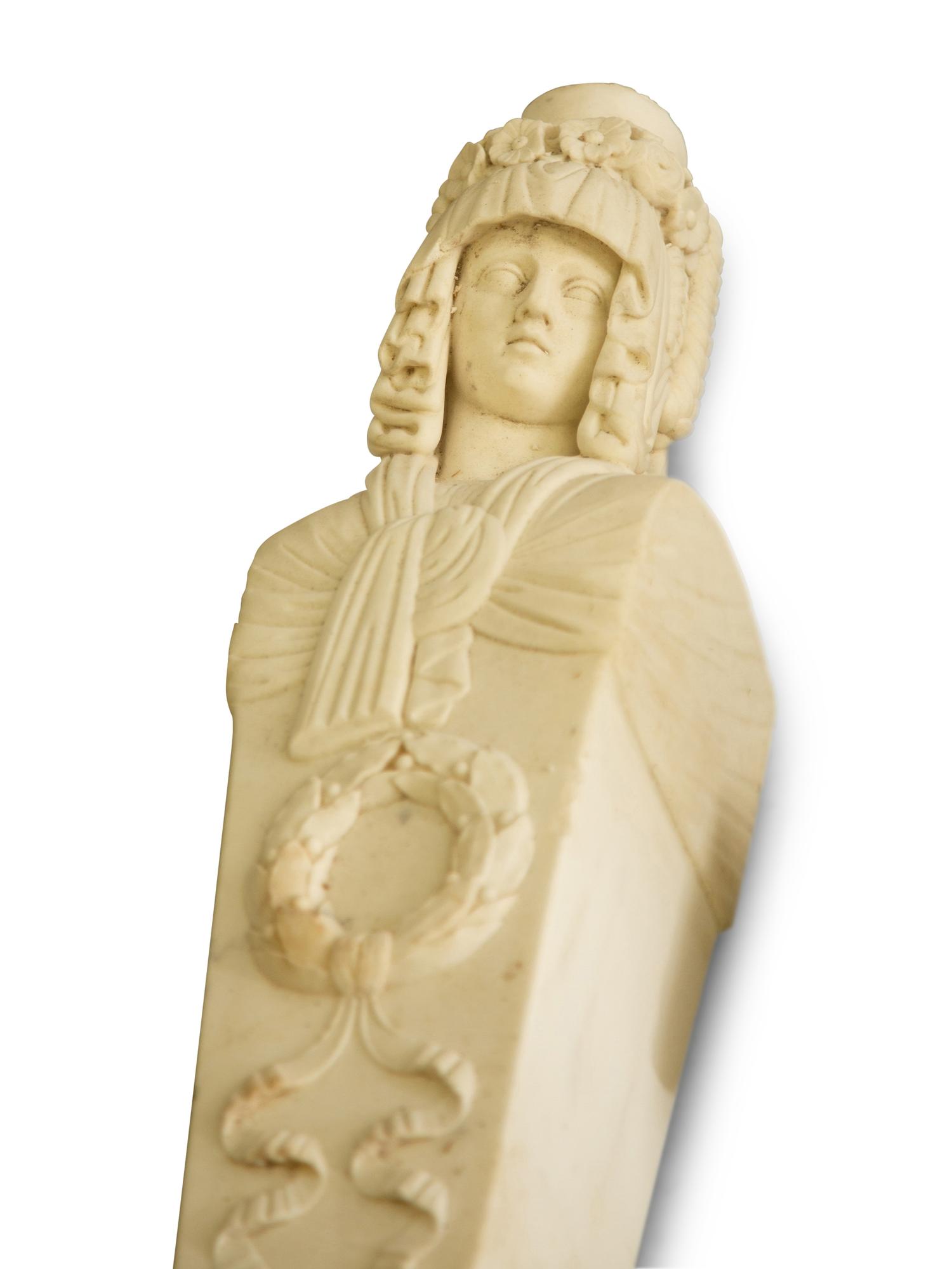 A Carved White Marble Fire Place Surround — 19th Century