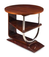 An Art Deco Chrome and Mahogany Side Table