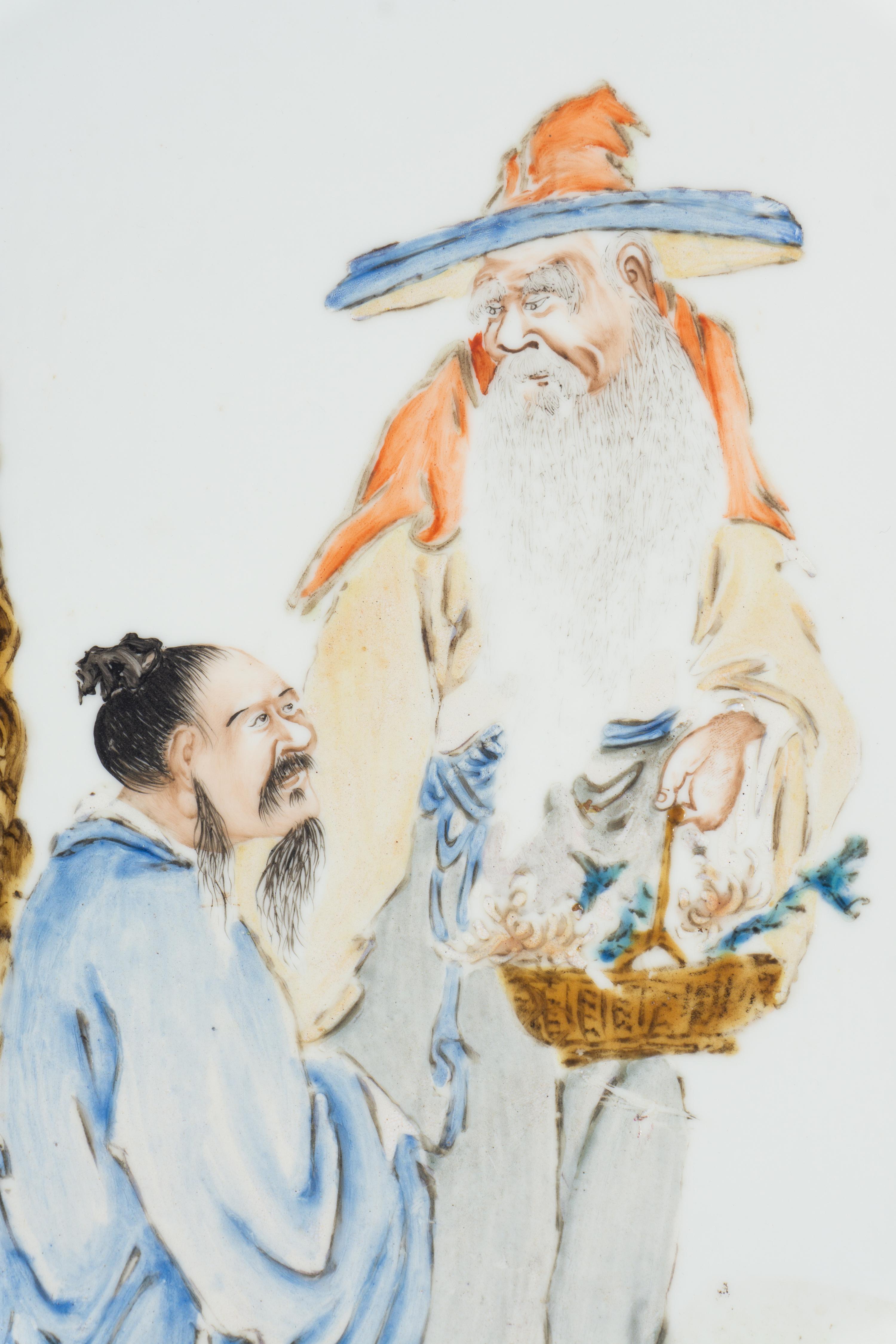 A Pair of Chinese Famille Rose Porcelain Hanging Panels