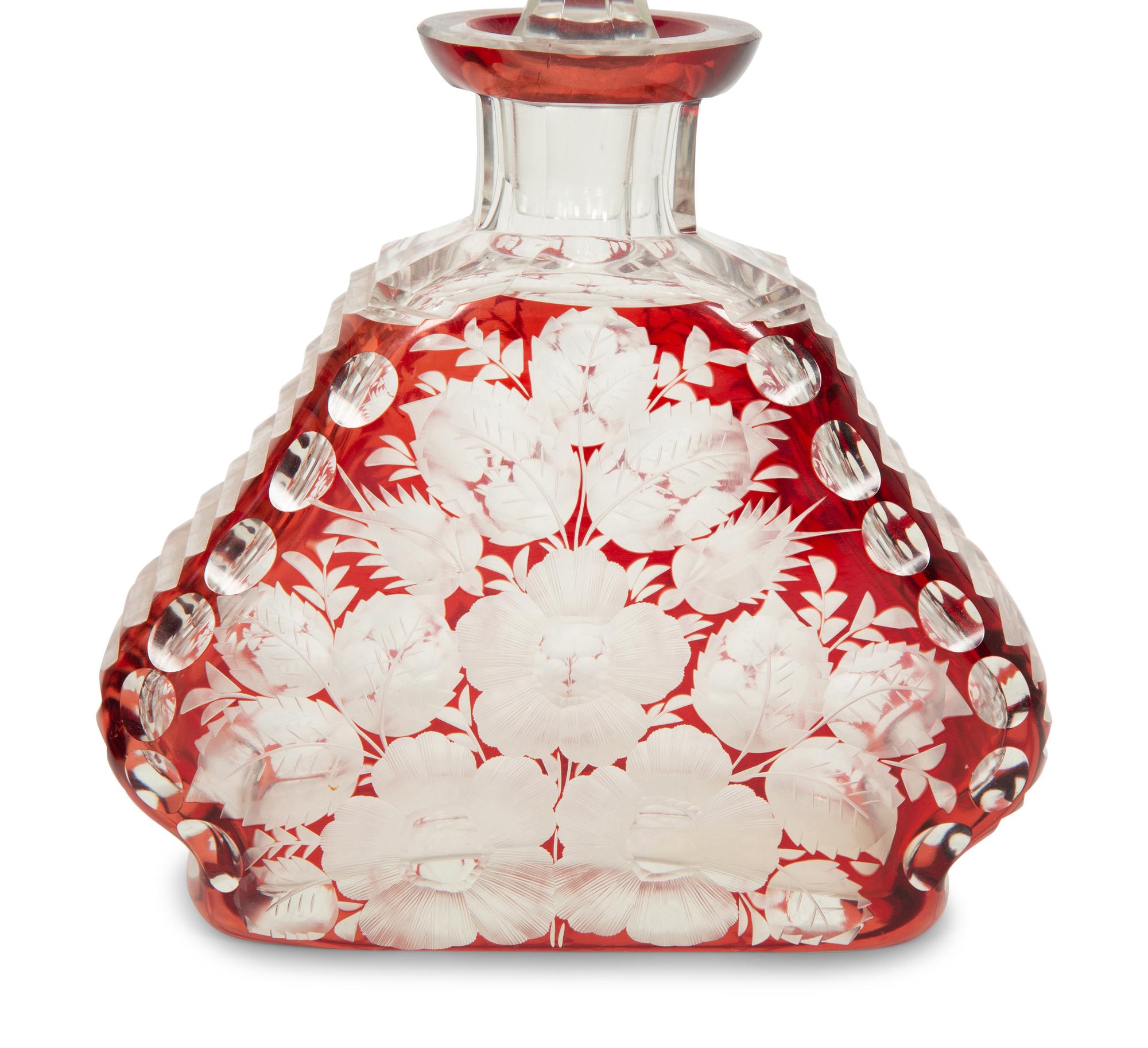 Two Pairs of Bohemian Glass Decanters with Stoppers