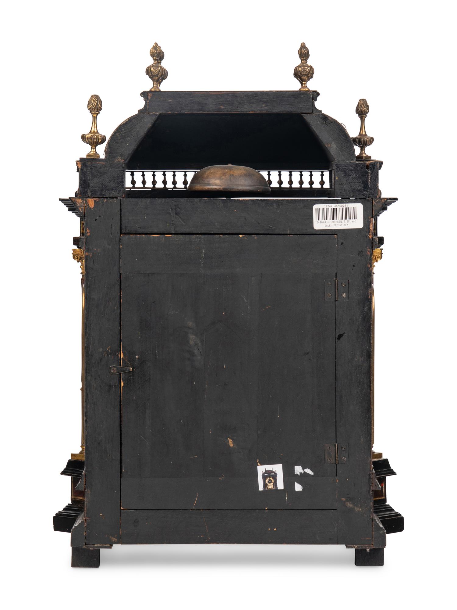 A Napoleon III Gilt Bronze Mounted Tortoiseshell and Ebonized Bracket Clock
