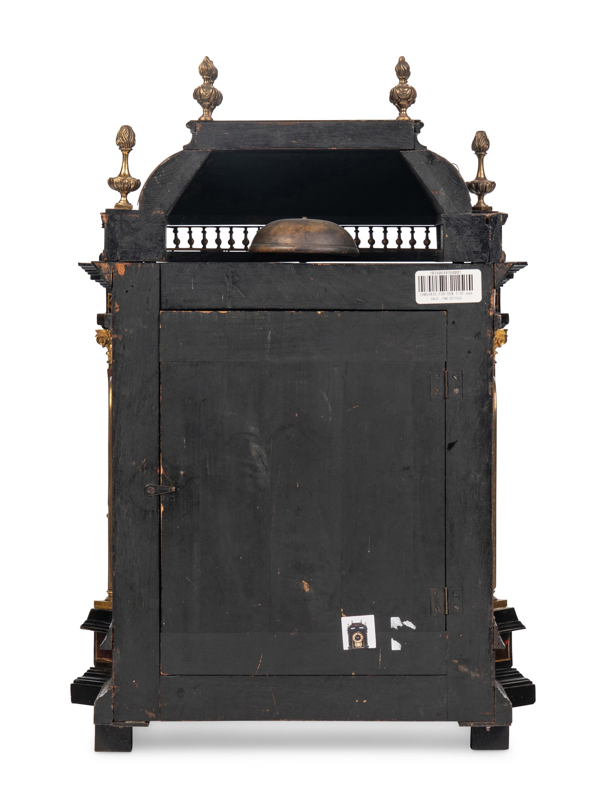 A Napoleon III Gilt Bronze Mounted Tortoiseshell and Ebonized Bracket Clock