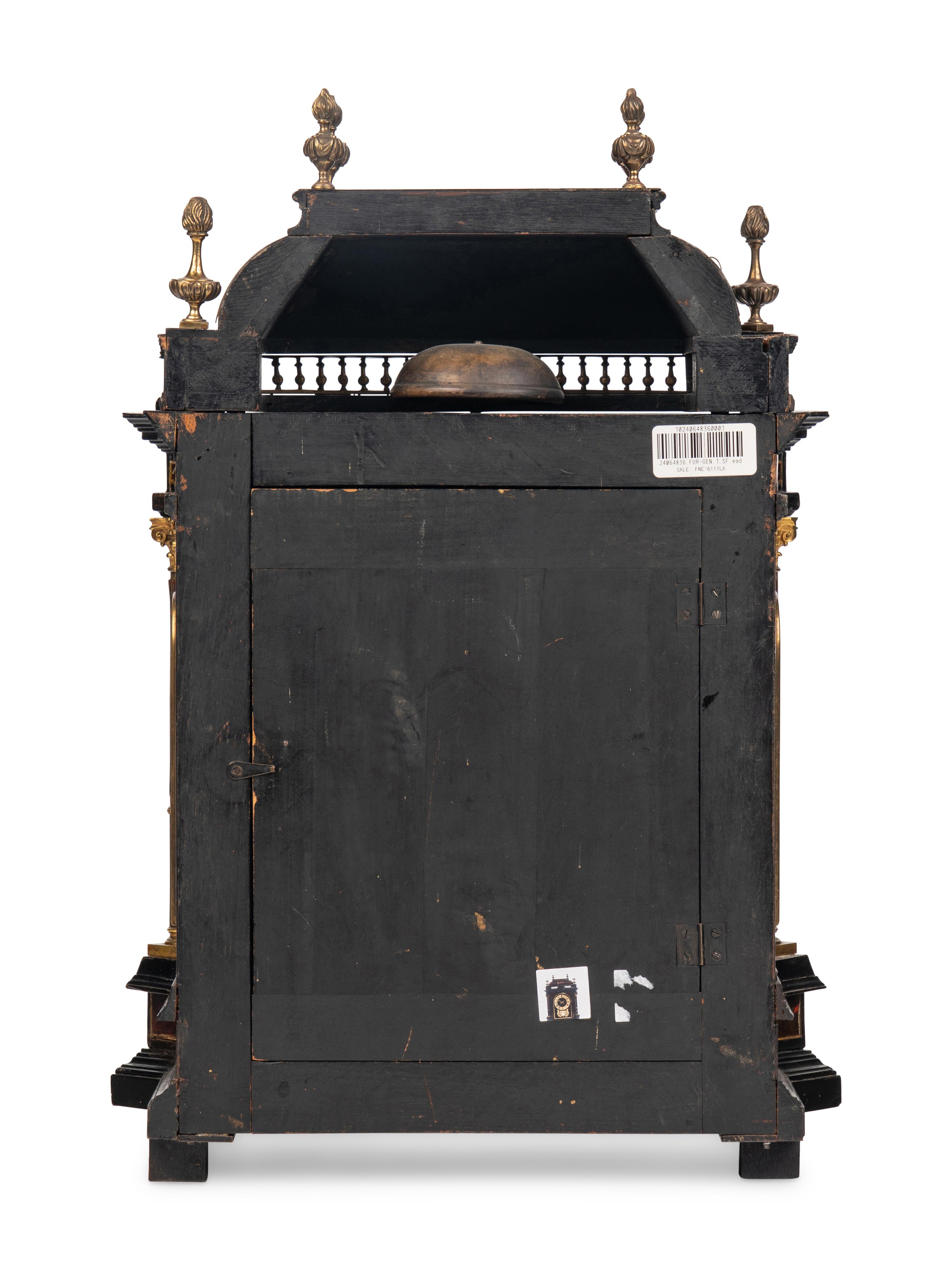 A Napoleon III Gilt Bronze Mounted Tortoiseshell and Ebonized Bracket Clock